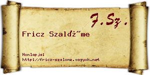Fricz Szalóme névjegykártya