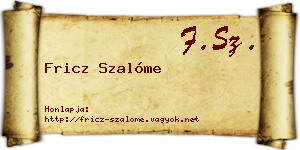 Fricz Szalóme névjegykártya